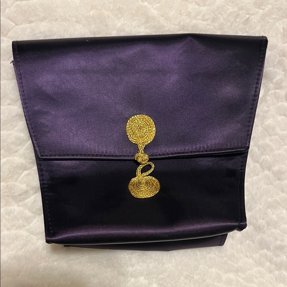 Yves Saint Laurent Dark Purple with Gold Accents Perfume/Makeup bag - Picture 1 of 7